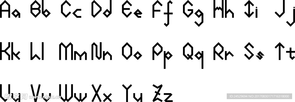 六边形英文艺术字体