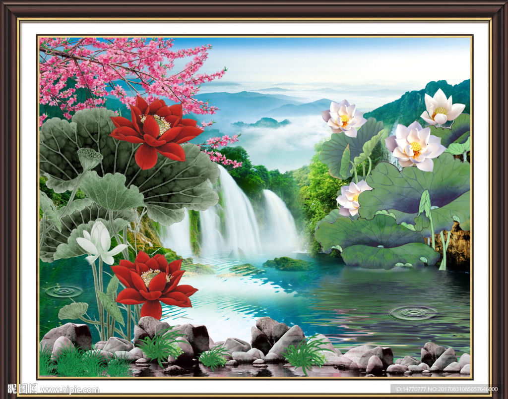 山水风景荷花