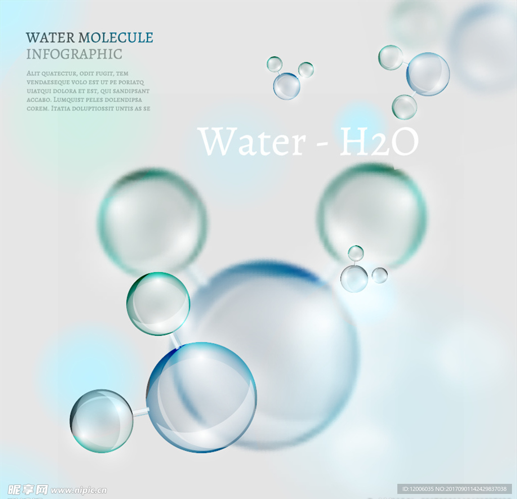 透明水分子信息图表矢量素材