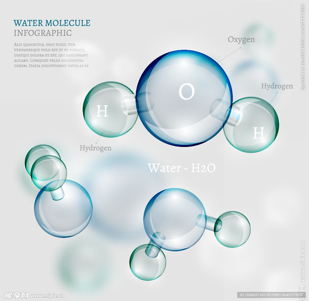 透明水分子信息图表元素矢量素材