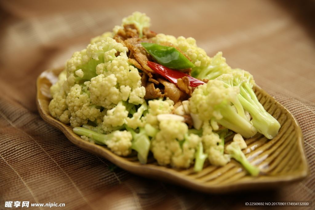 肉炒有机菜花 花菜