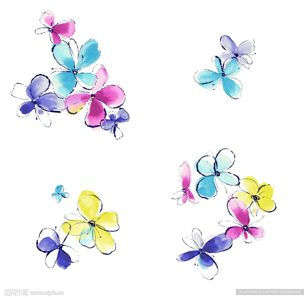 简约水彩花朵插画素材