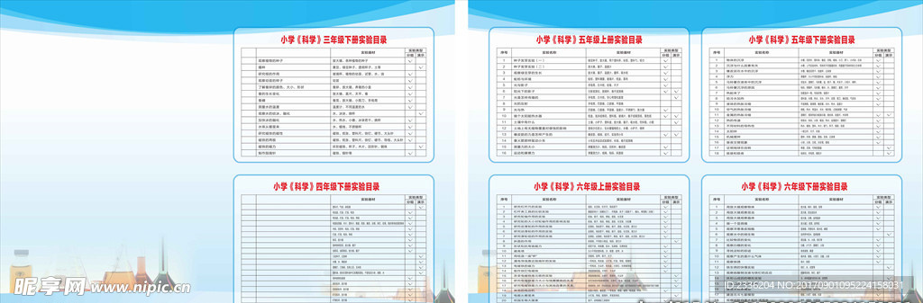 小学实验室试验目录