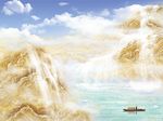 高山流瀑布大理石背景墙