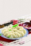 中式云纹底纹水饺美食海报