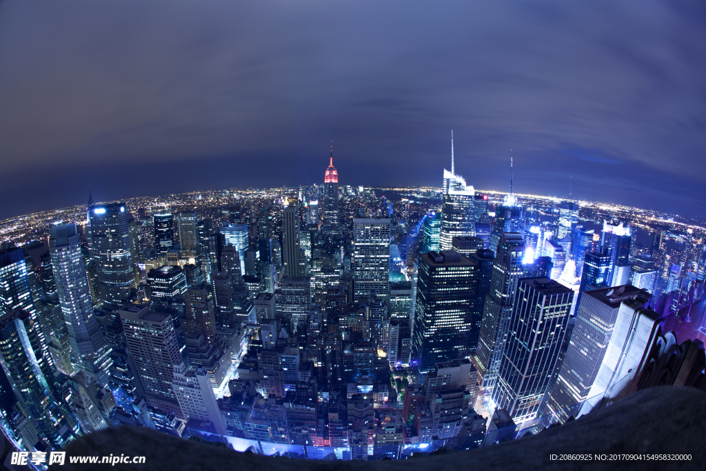 纽约市夜色全景图片
