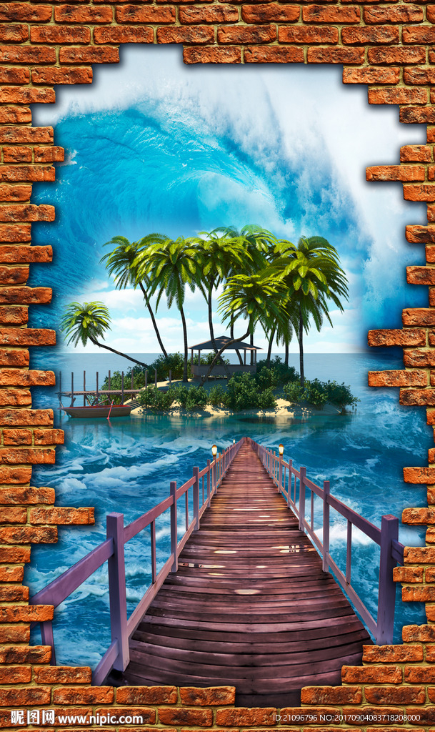 3d玄关海底风景巨浪