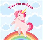 彩虹上漂亮的独角兽