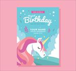可爱的独角兽生日贺卡