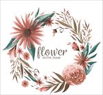 水彩叶子和花卉花架