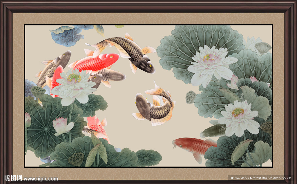 荷花鲤鱼图