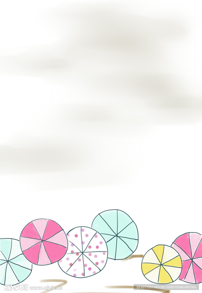 电商五彩雨伞背景