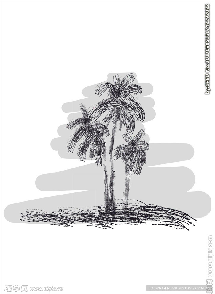 手绘椰子树矢量图下载