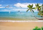 椰树海滩简约背景