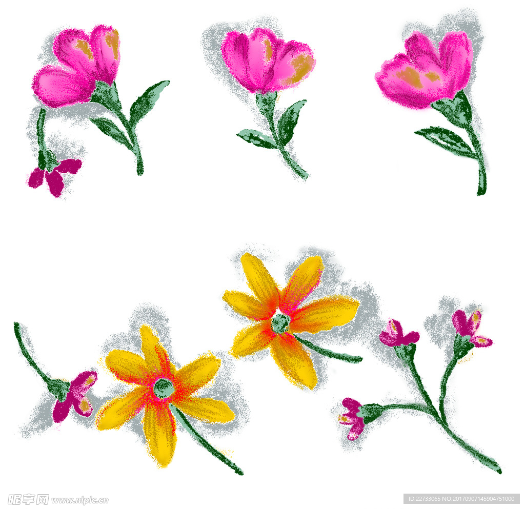 精致小花粉色印花素材