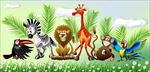 手绘动物儿童房背景
