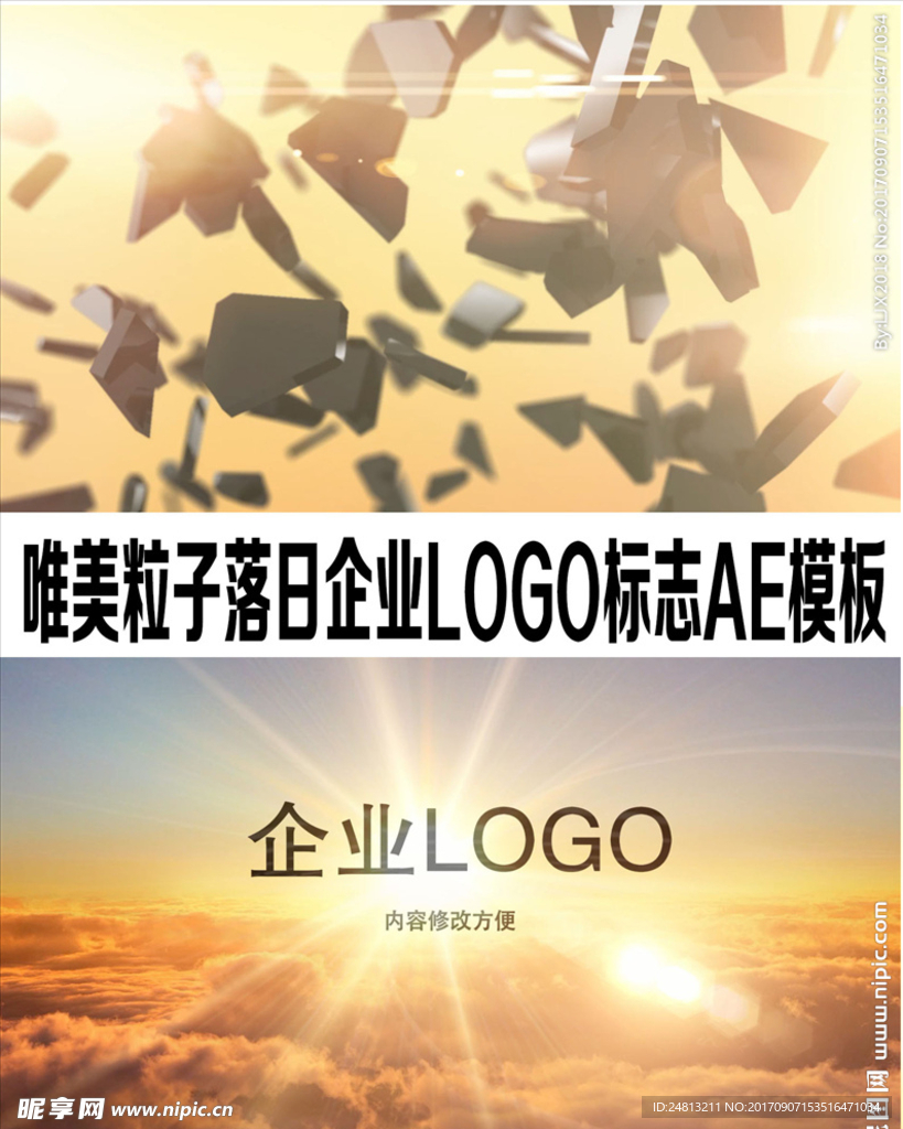 唯美粒子落日企业LOGO标志