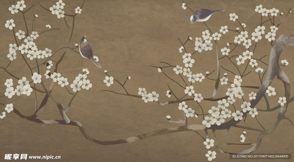 手绘高清中式工笔花鸟装饰画