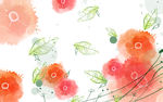 水彩淡雅花瓣树叶背景墙