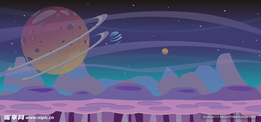 卡通太空矢量素材背景