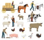 卡通农场动物集合矢量素材
