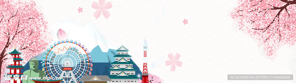 电商日本樱花旅游背景