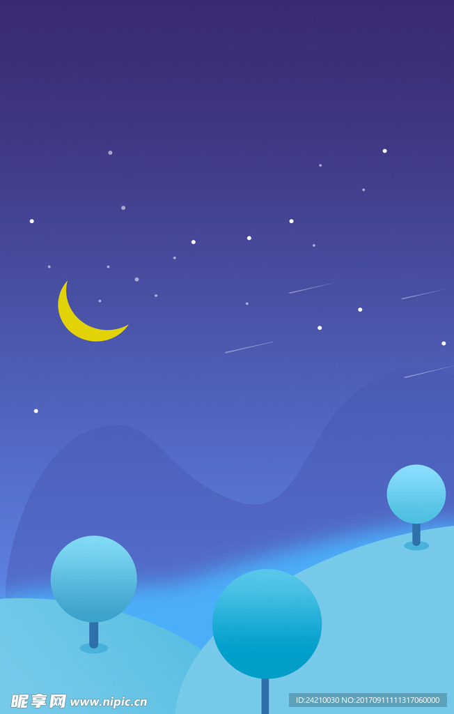 电商卡通夜色背景
