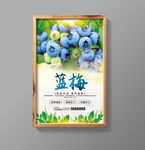 水彩清新新鲜蓝莓海报