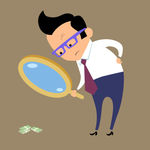 放大镜与商务人物