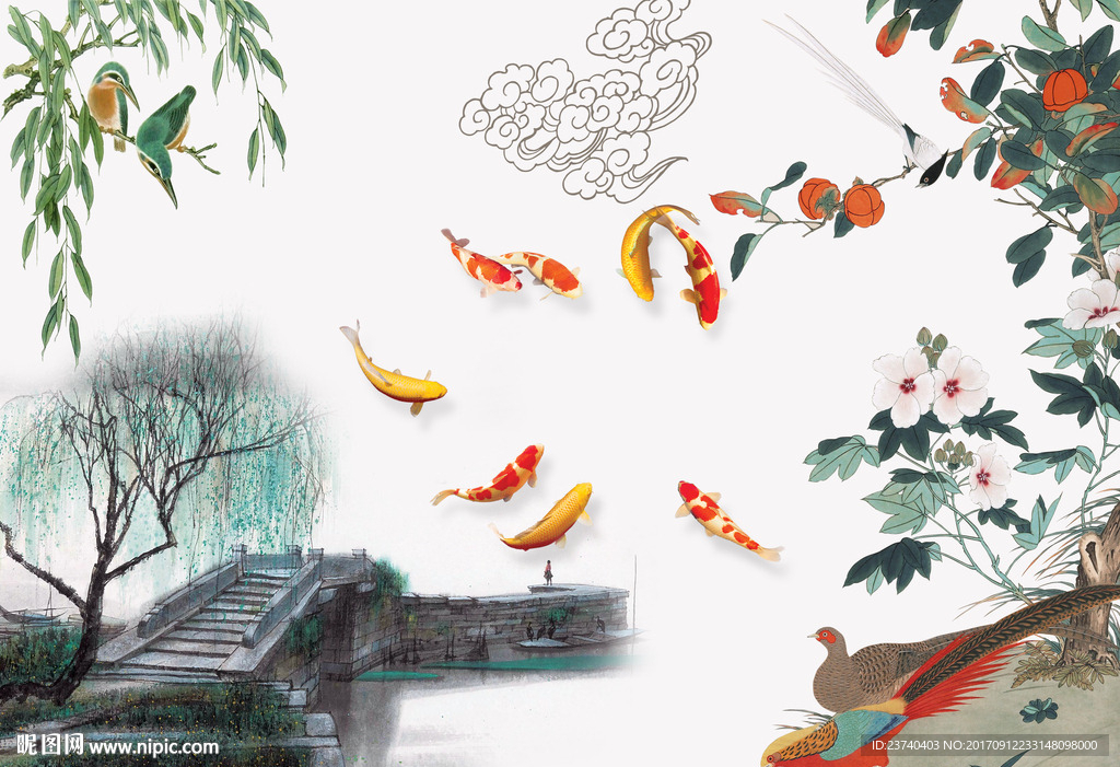 简约中式背景墙
