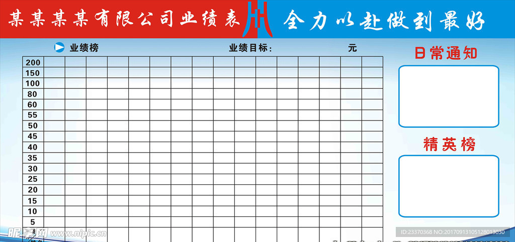 业绩销售表 展板 kt板