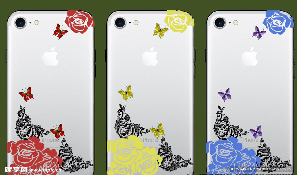 蝴蝶 玫瑰花 手机壳图案