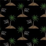 椰子树海盗旗绣花效果矢量图