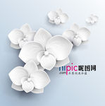 创意微立体白色花朵素材