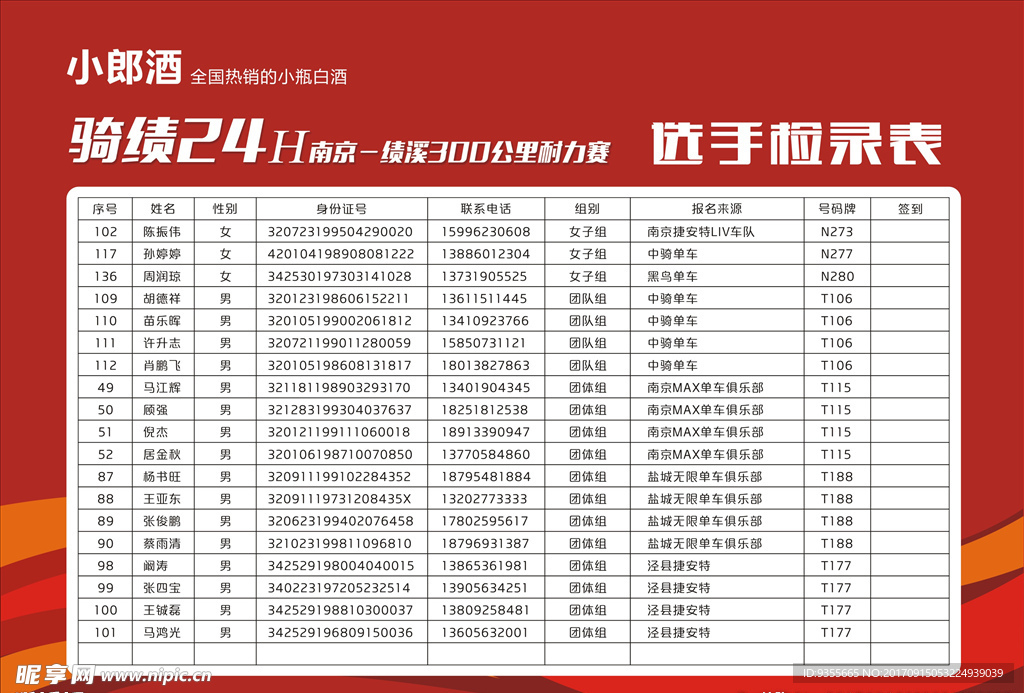 小郎酒 爱发现 检录表