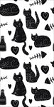 卡通猫牛奶瓶鱼骨头四方连续底纹