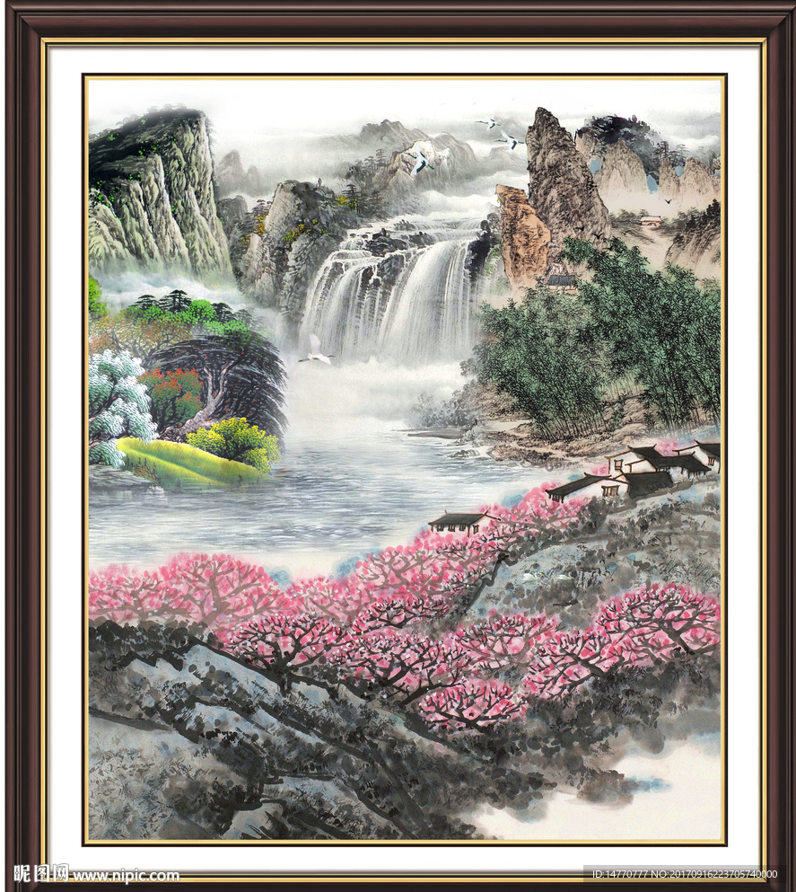 竖幅国画山水