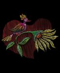 桃心花鸟绣花效果矢量图下载