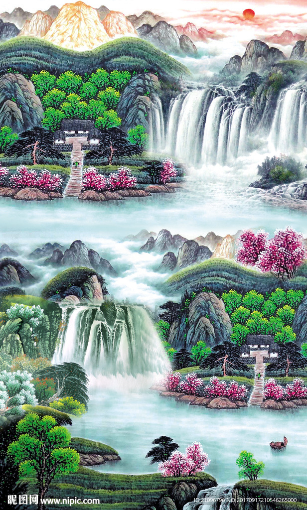 山水国画玄关