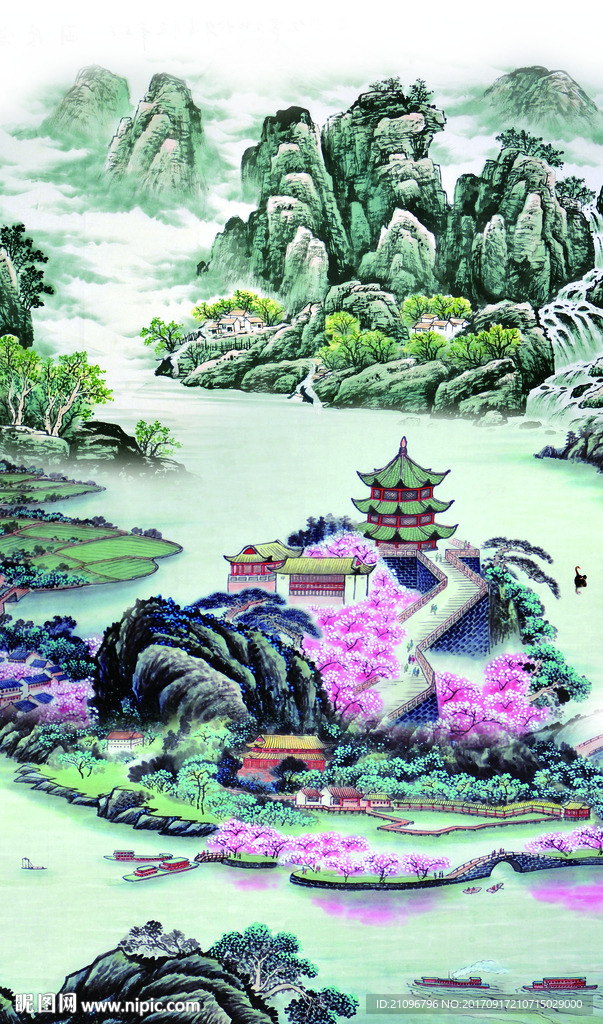 山水国画玄关