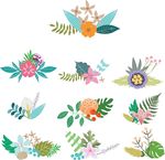 矢量手绘水彩捧花