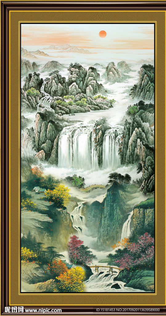 竖幅国画山水