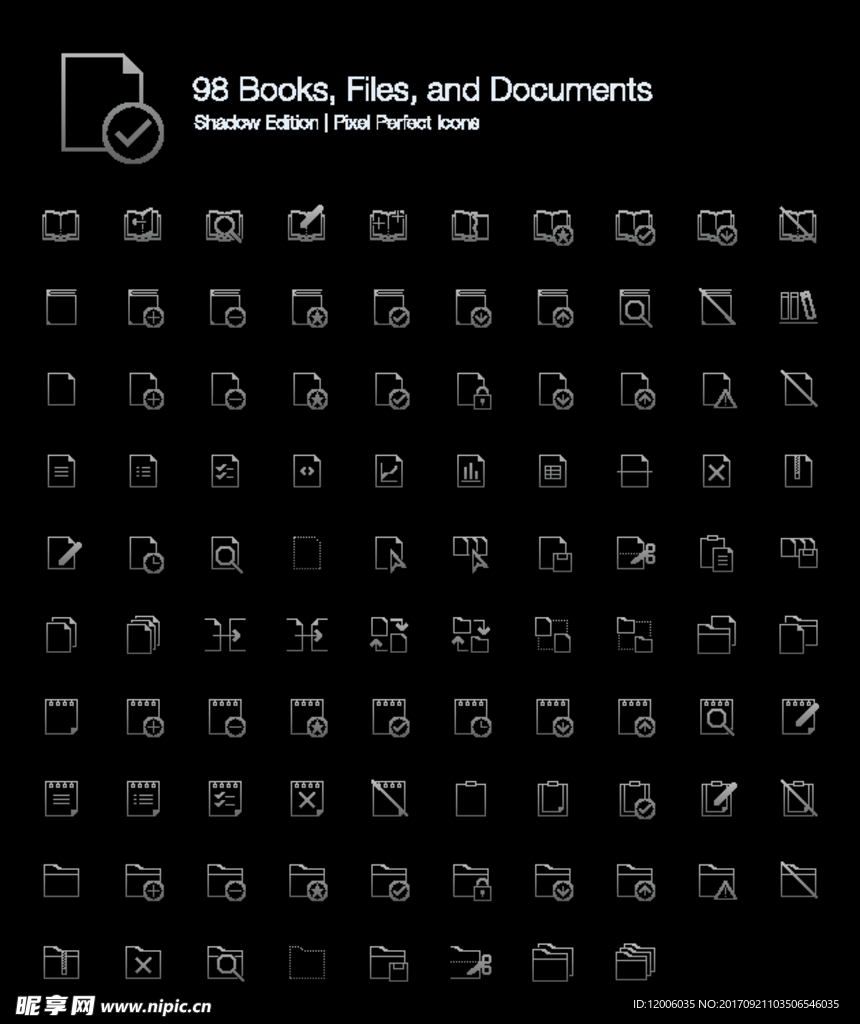 98款线性风格图书文件类图标集