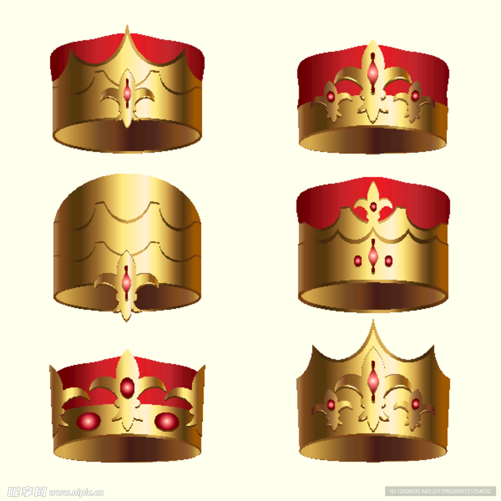 金色质感宝石皇冠矢量素材