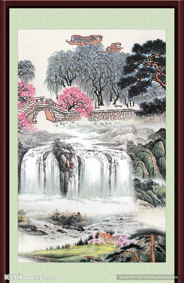 竖幅国画山水