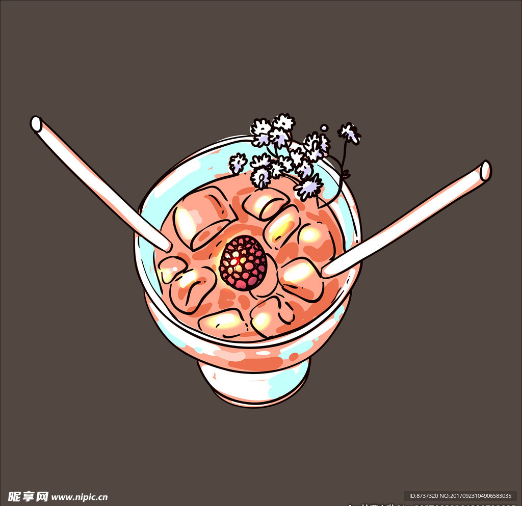 手绘矢量面条料理