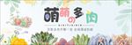 蓝色小清新多肉全屏促销海报