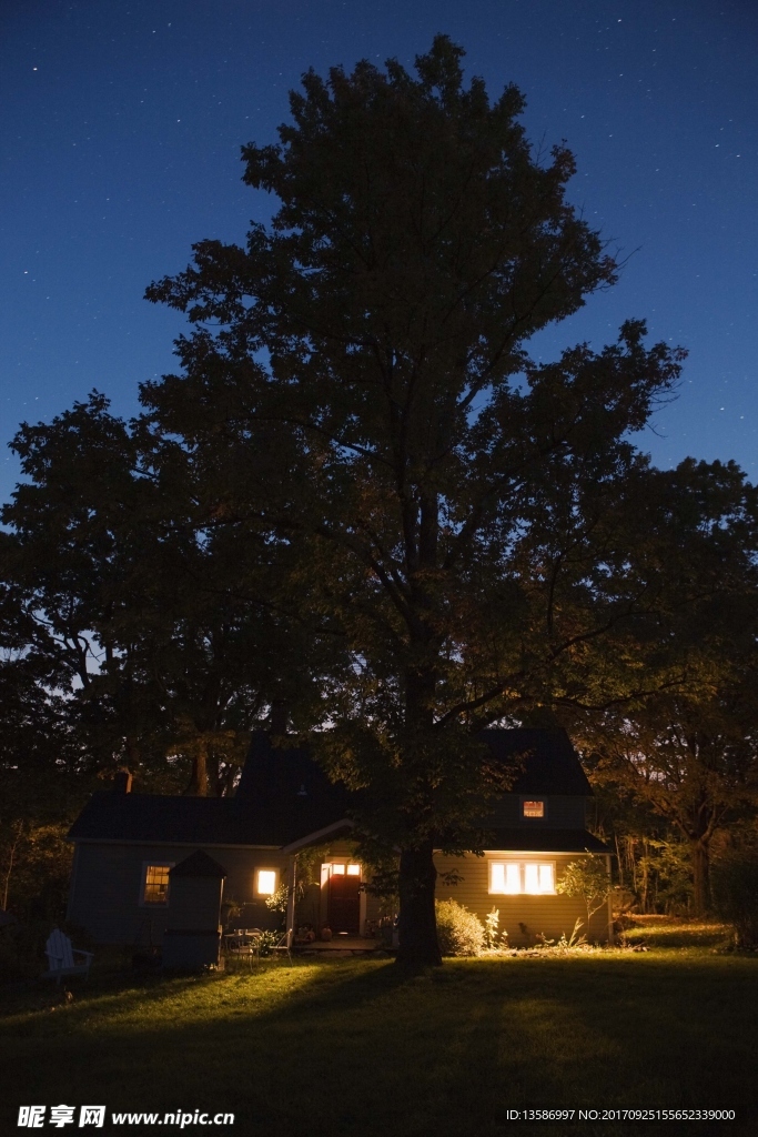 乡村 夜景  星空