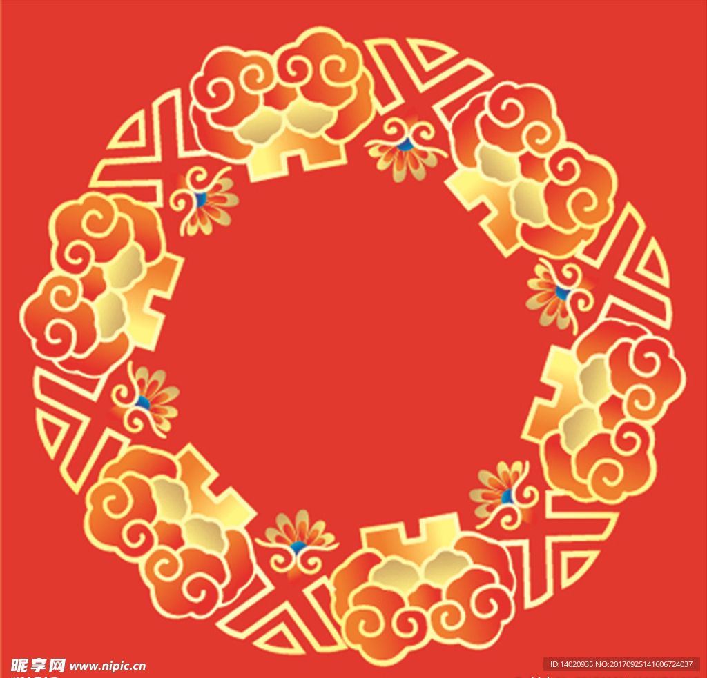 中国传统喜庆2圆形图案矢量