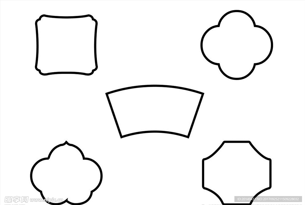 古典园林花窗造型矢量图